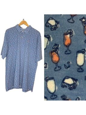 PETER MILLAR Seaside Men's SZ XL Cocktails & Claws Drirelease Natural Touch Polo